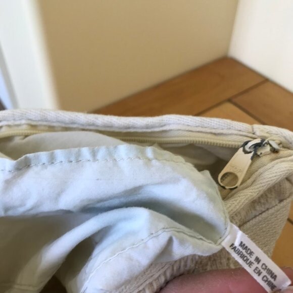 Textured Woven Fabric Purse Shoulder Bag Vintage 90s Neutral Crochet 9x11 - Picture 9 of 10